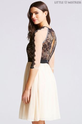 Little Mistress Lace Trim Prom Dress